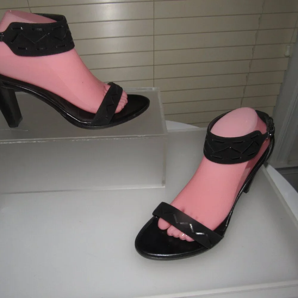 Coup d’Etat Black Suede Ankle Strap Heels Size 9 Made in Spain